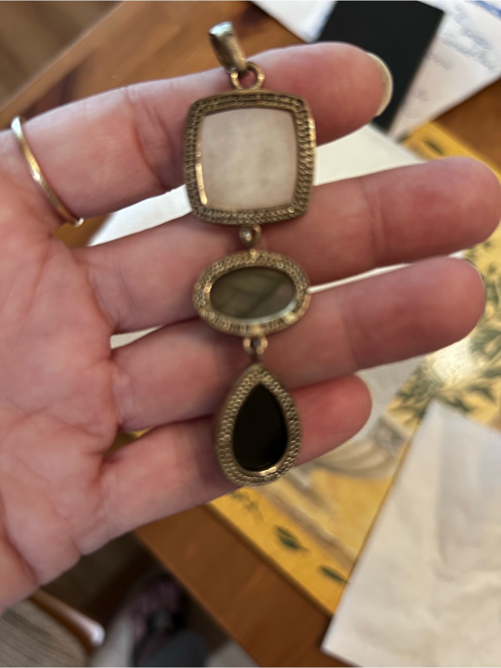 Barse Thai 925 SS faceted onyx drop pendant - Picture 3 of 4